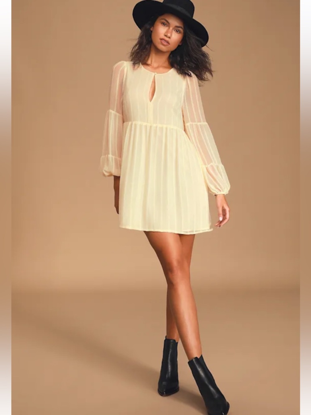 NWT Ali & Jay County Line Ivory long sleeve mini dress Small Boho Romantic
